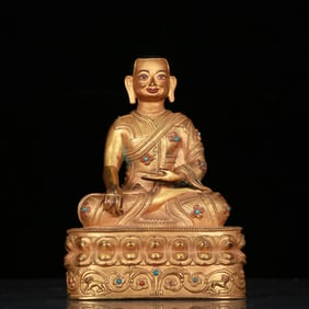 An Excellent Gilt-Bronze Gem-Inlaid Figure Of Brog.Mi