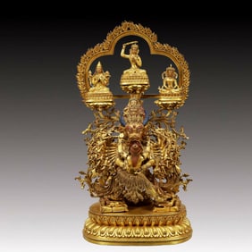 A Solemn Gilt Bronze Statue of Yamantaka