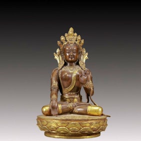 A Solemn Gilt Bronze Statue of White Tara