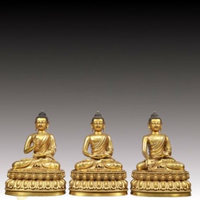 A Set of Solemn Gilt Bronze Statue of Sakyamuni