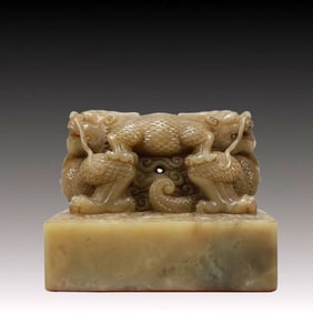 An Exquisite Shoushan Stone Dragon Pattern Seal