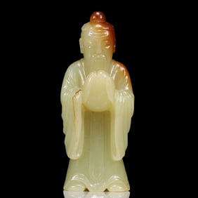 An Exquisite Greenish Jade Character Ornament