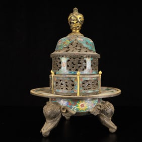 A Huge Cloisonne Lotus Pattern Elephant-Legs Censer