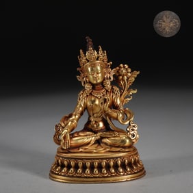 A Solemn Gilt Bronze Statue of Tara