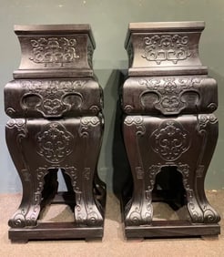 A Pair of Huge Zitanwood Bats and Dragon Pattern Shelfs