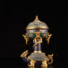 An Exquisite Cloisonne Flower Pattern Turtle-Shaped Censer