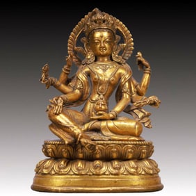 A Solemn A Rare Six-arms Statue of Avalokitesvara