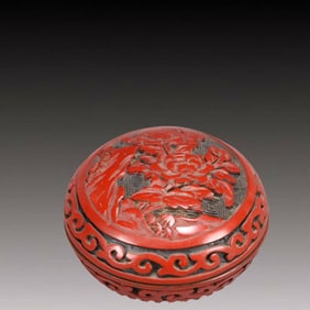 An Exquisite Carved Red Lacquer Flower Pattern Box