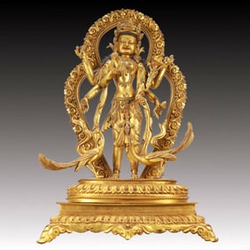 A Solemn Gilt Bronze Statue of Bodhisattva