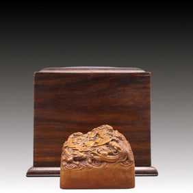An Exquisite Boxwood Chi-Dragon Pattern Seal