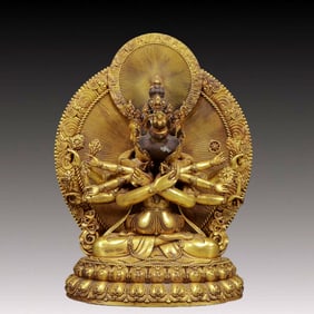 A Solemn Gilt Bronze Statue of Chakrasamvara