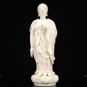 An Exquisite Blance-De-Chine Statue of Sakyamuni