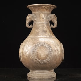 A Rare Silver Elephant -Ears Vase