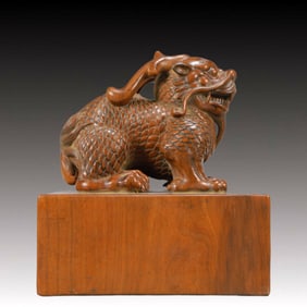 An Exquisite Sandalwood Kylin Seal