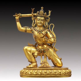 A Solemn Gilt Bronze Statue of Vajra