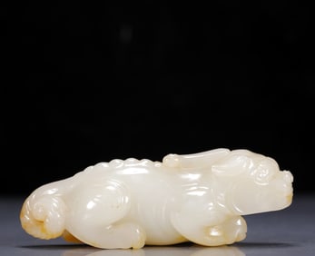 An Exquisite White Jade Unicorn Ornament