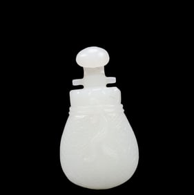 An Exquisite White Jade Flower Pattern Qin Ornament