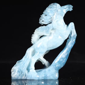An Exquisite Aquamarine Dragon Pattern Horse Ornament