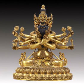 A Solemn Gilt Bronze Statue of Vajra