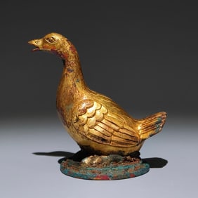A Rare Gilt Bronze Duck Ornament