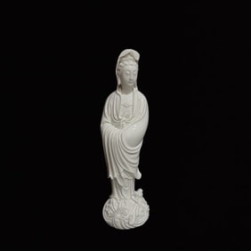 A Solemn Blance-De-Chine Statue of Avalokitesvara