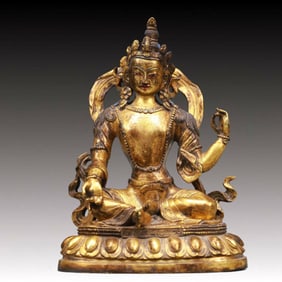 A Solemn Gilt Bronze Statue of Tara