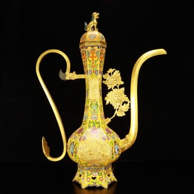 A Huge Cloisonne Lotus Deer Pattern Ewer
