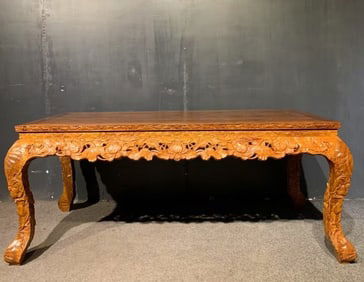A Huge Huanghuali wood Lotus Pattern Bed
