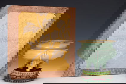 An Exquisite Longquan yao Celadon Glazed Tripod Censer