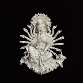 A Solemn Blance-De-Chine Statue of Thousand-Hand Avalokitesvara
