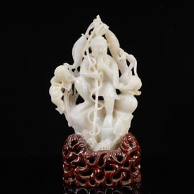 An Exquisite White Jade Figure Ornament