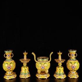 A Set of Fine Cloisonne Lotus Pattern Ornament