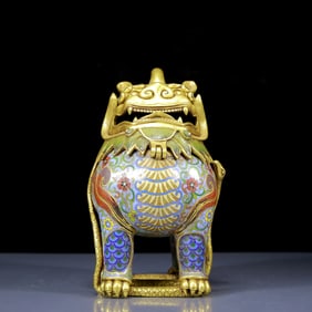 An Exquisite Cloisonne Unicorn Censer