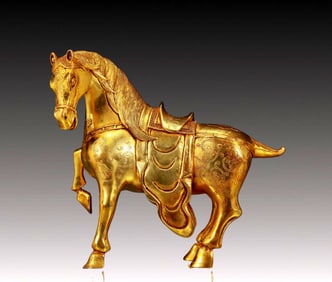 An Exquisite Gilt Bronze Horse Ornament
