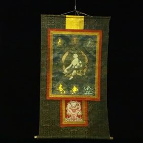 A Rare Brocade Painted Color Statue of Tara Tangka