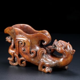 An Archaic Gaogu yu Dragon Pattern Goblet