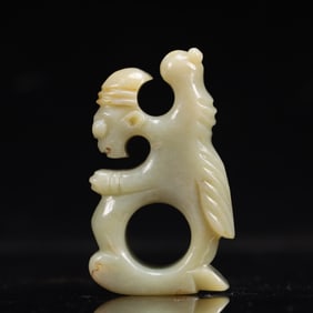 An Archaic Hongshan Culture Greenish Jade Cicada Pendant