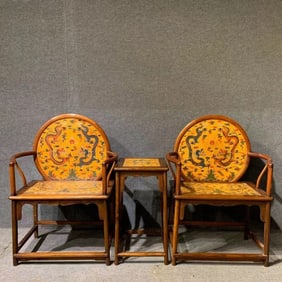 A Set of Huge Huanghuali wood Auspicious Cloud and Dragon Pattern Furniture,With Poem