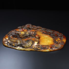 An Exquisite Archaic Jade Dragon Pattern Inkstone