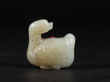 An Exquisite White Jade Duck Ornament