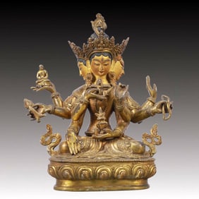 A Solemn Gilt Bronze Statue of Gautama’s Mother