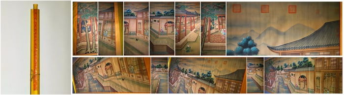 A Chinese Vertical Scroll Ink Painting of Figure and Story on Silk