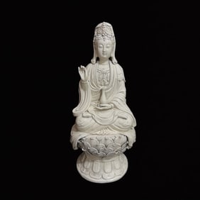 A Solemn Blance-De-Chine Statue of Avalokitesvara