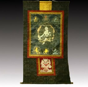 A Rare Brocade Painted Color Statue of Tara Tangka