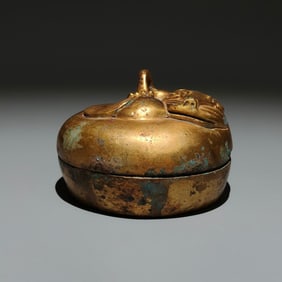 A Rare Gilt Bronze Beast Box