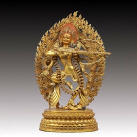 A Solemn Gilt Bronze Statue of Gautama’s Mother