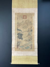 A Chinese Vertical Scroll Ink Painting of Landscape on Paper