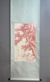 A Chinese Vertical Scroll Ink Painting of Pine on Paper