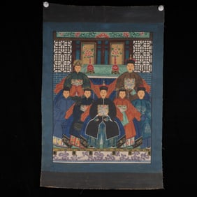 A Rare Brocade Painted Color Statue of Figure Tangka