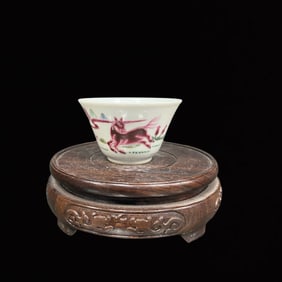 An Exquisite Famille-Rose Horse Pattern Cup